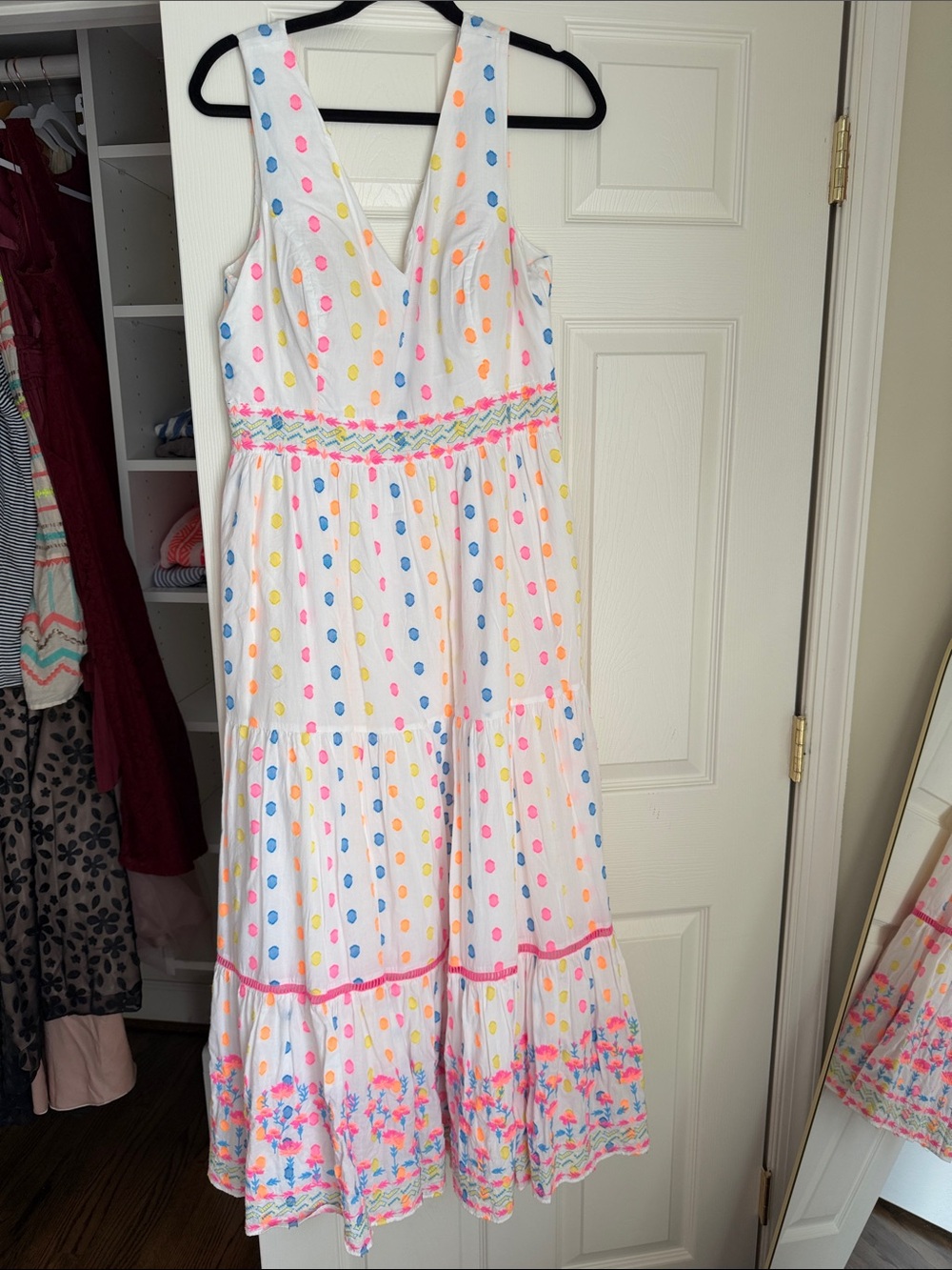 Lilly Pulitzer White Sundress with Pink, Blue, Yellow & Orange Polka Dots